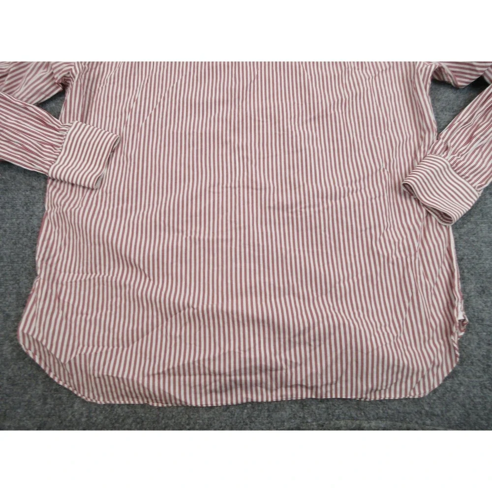 Ermenegildo Zegna Dress Shirt Mens 18 46 Red Stripe Regular Fit Cotton LS